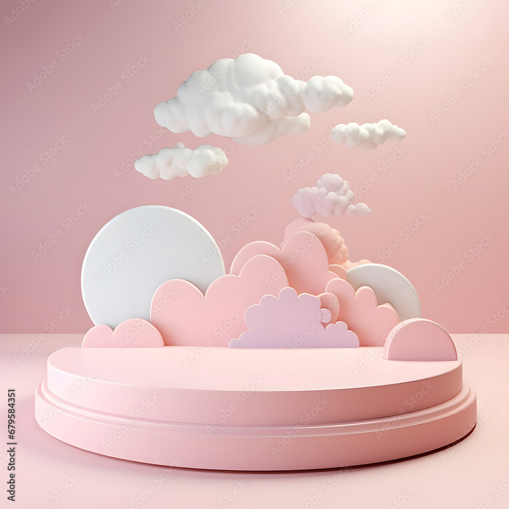 3d illustration of a platform with clouds.