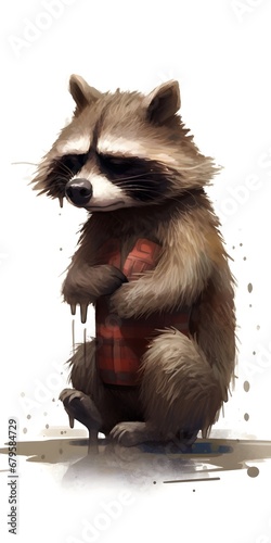 疲れ果てたアライグマのイラスト