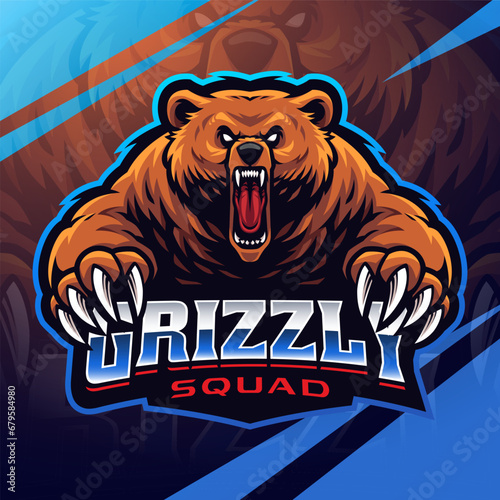 Grizzly esport mascot logo design
