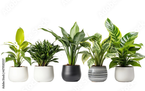 Collection of Green Air Purifying Plants Isolated on Transparent Background PNG.