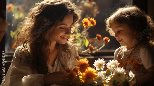 beautiful little girl painting with her mother © STUDIAROZA