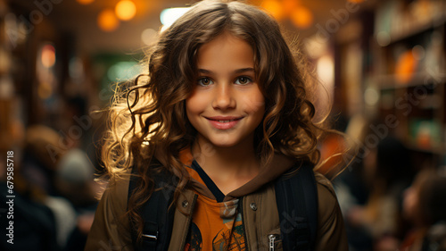 portrait of beautiful young girl in autumn park