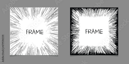 Set of hand drawn sketched lines square frames isolated on white background. © andrie restya