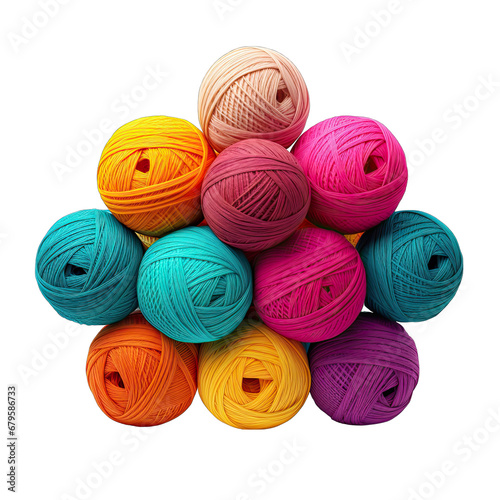 Yarn Balls of Different Colors Isolated on Transparent or White Background, PNG