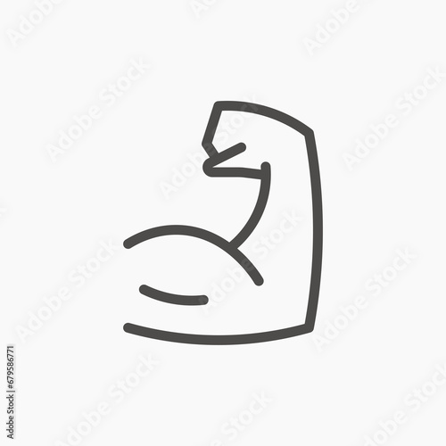 Flexing bicep muscle arm strength, power icon vector isolated. Fitness, sport symbol