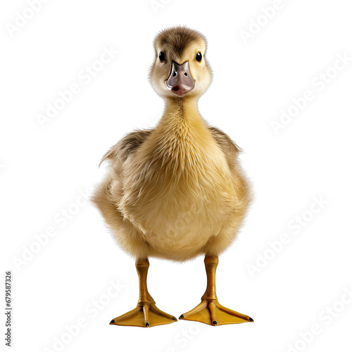 Duckling Front View Isolated on Transparent or White Background, PNG