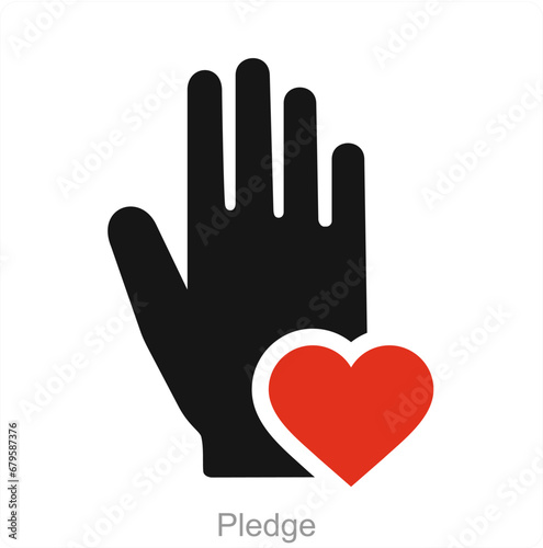 Pledge and heart icon concept