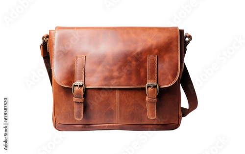Brown Color Messenger Bag Isolated on Transparent Background PNG.