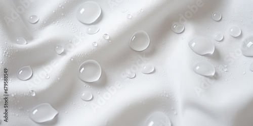 close up of sweat drops on a white towel photo