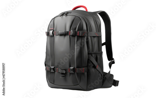 Original Black Smart Backpack Isolated on Transparent Background PNG.