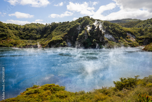 The photo shows lake at Waimangu Volcanic Valley, New Zealand. © Tomas