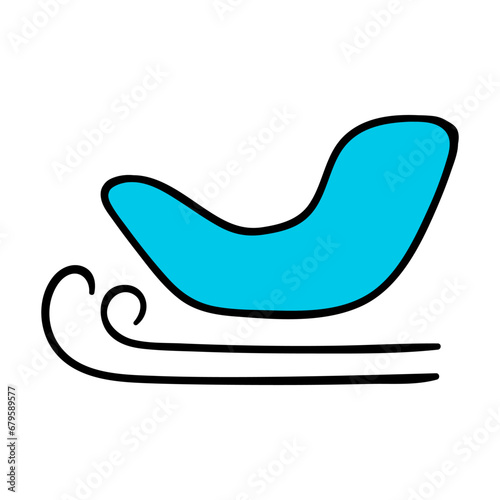 Sled icon. Sleigh, sledge, toboggan. Holiday, new year, Christmas, celebrate, day. New 2024 year. vector illustration