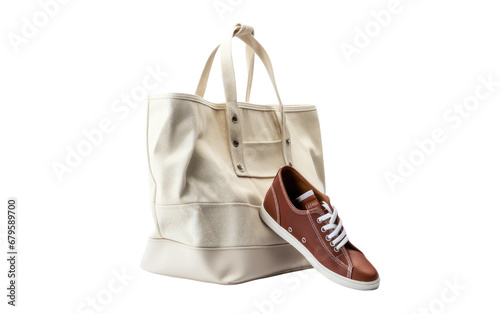 Lovely Tote with Shoe Compartment Isolated on Transparent Background PNG.