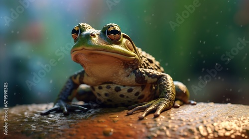 Frog in the forest. Wildlife scene from nature. Animal in the wild. © Daisha