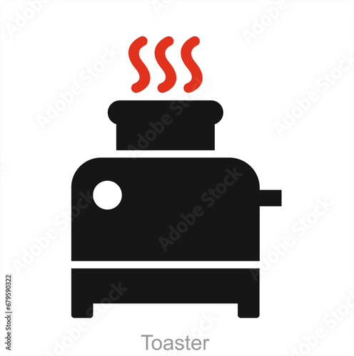 Toaster and bread toaster icon concept 