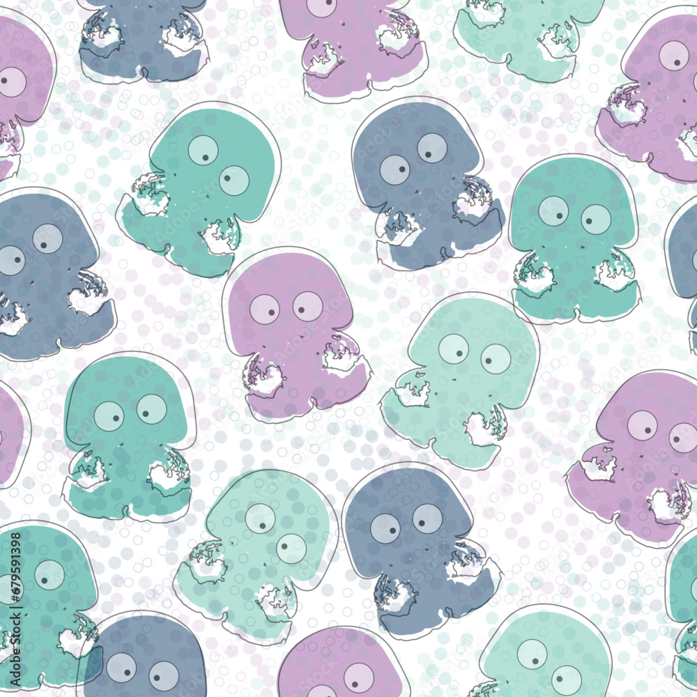  Hipster abstract doodles with funny creatures.
