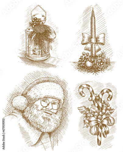 Christmas vector elements hand drawn
