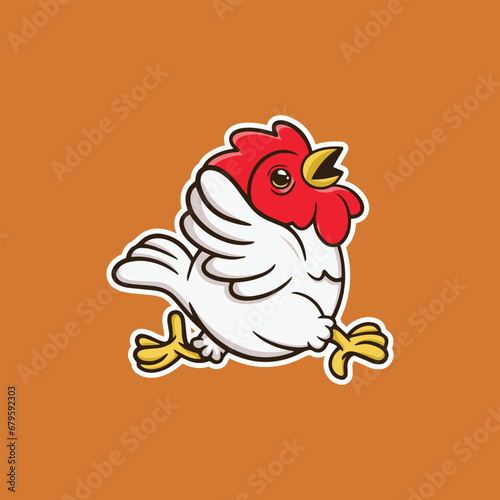 cute jumping chicken logo design, stickers, posters, printing and other uses