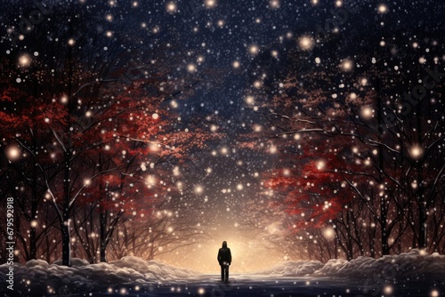 A magical snowfall that turns into sparkling stars upon touching the ground. © OhmArt