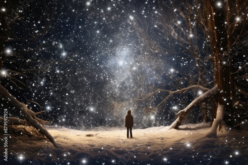 A magical snowfall that turns into sparkling stars upon touching the ground.