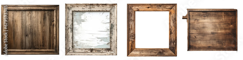 Old rustic wooden frame  Hyperrealistic Highly Detailed Isolated On Transparent Background Png File photo