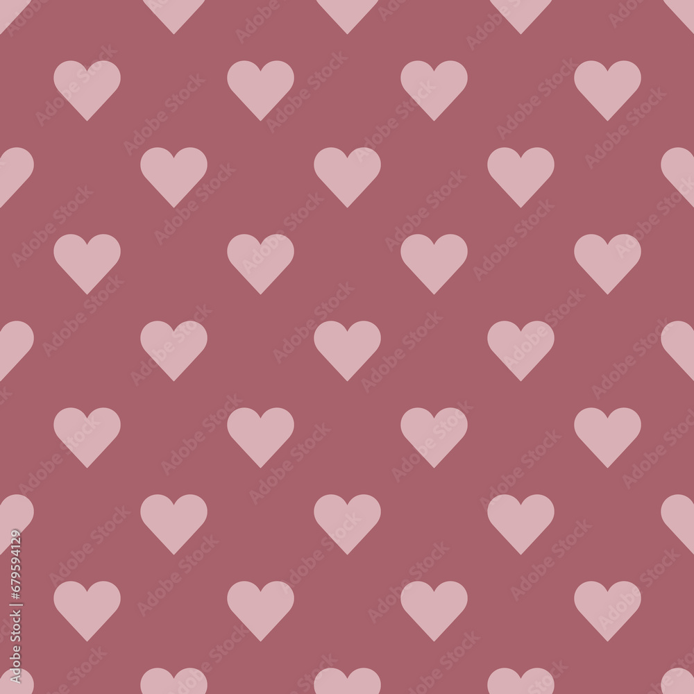 Valentine pattern seamless heart shape coral colors background.