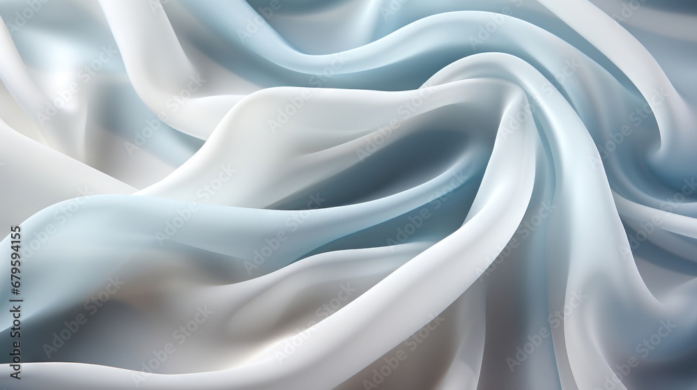 Obraz premium Elegant white and light blue silk background. Luxurious wedding concept. Generative AI