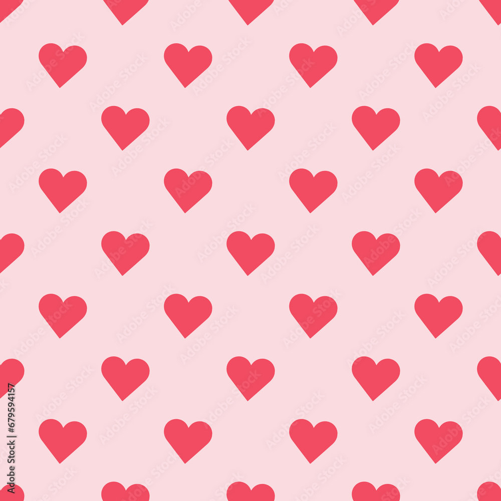 Valentine pattern seamless heart shape coral colors background.