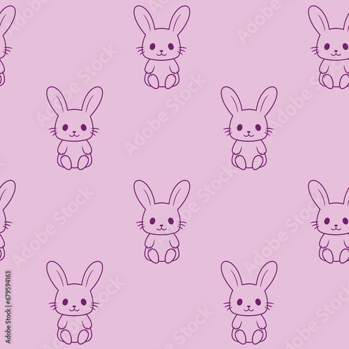 Little bunny seamless pattern. Cute rabbit sitting.