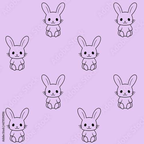 Little bunny seamless pattern. Cute rabbit sitting.