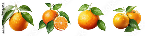 Orange fruit with leaf Hyperrealistic Highly Detailed Isolated On Transparent Background Png File