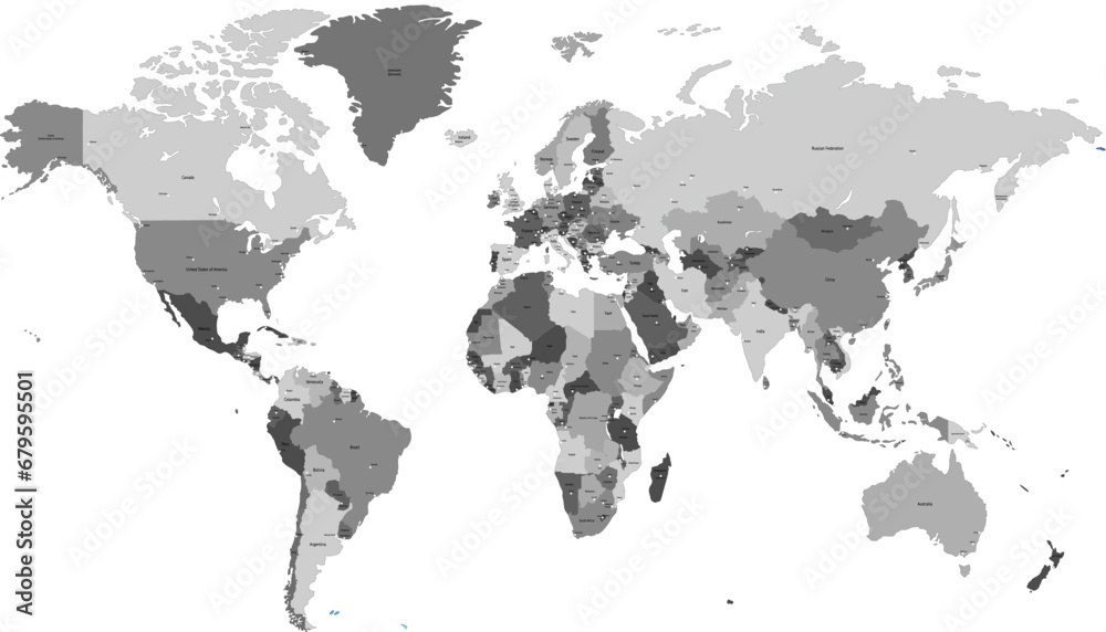 Obraz premium World map. Silhouette map. Color modern vector map.