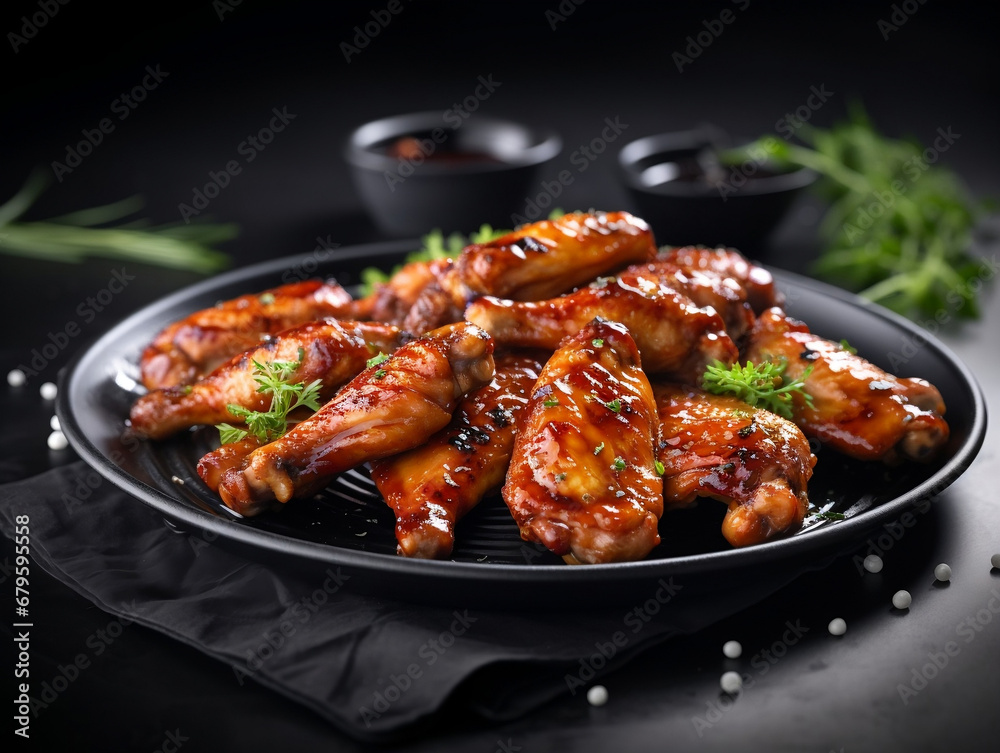 Grill marks on succulent chicken drumstick wings Grill marks on succulent chicken drumstick wings