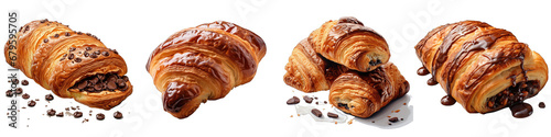 Pain au chocolat  Hyperrealistic Highly Detailed Isolated On Transparent Background Png File photo