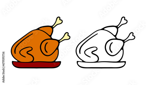 Delicious grilled chicken. Savory and perfectly cooked. Ideal for a tasty and satisfying meal. Christmas dinner, holy evening, New Year's turkey.