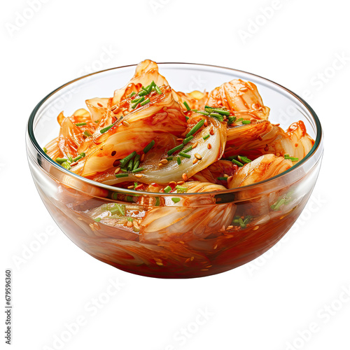 Kimchi in a Bowl Isolated on Transparent or White Background, PNG