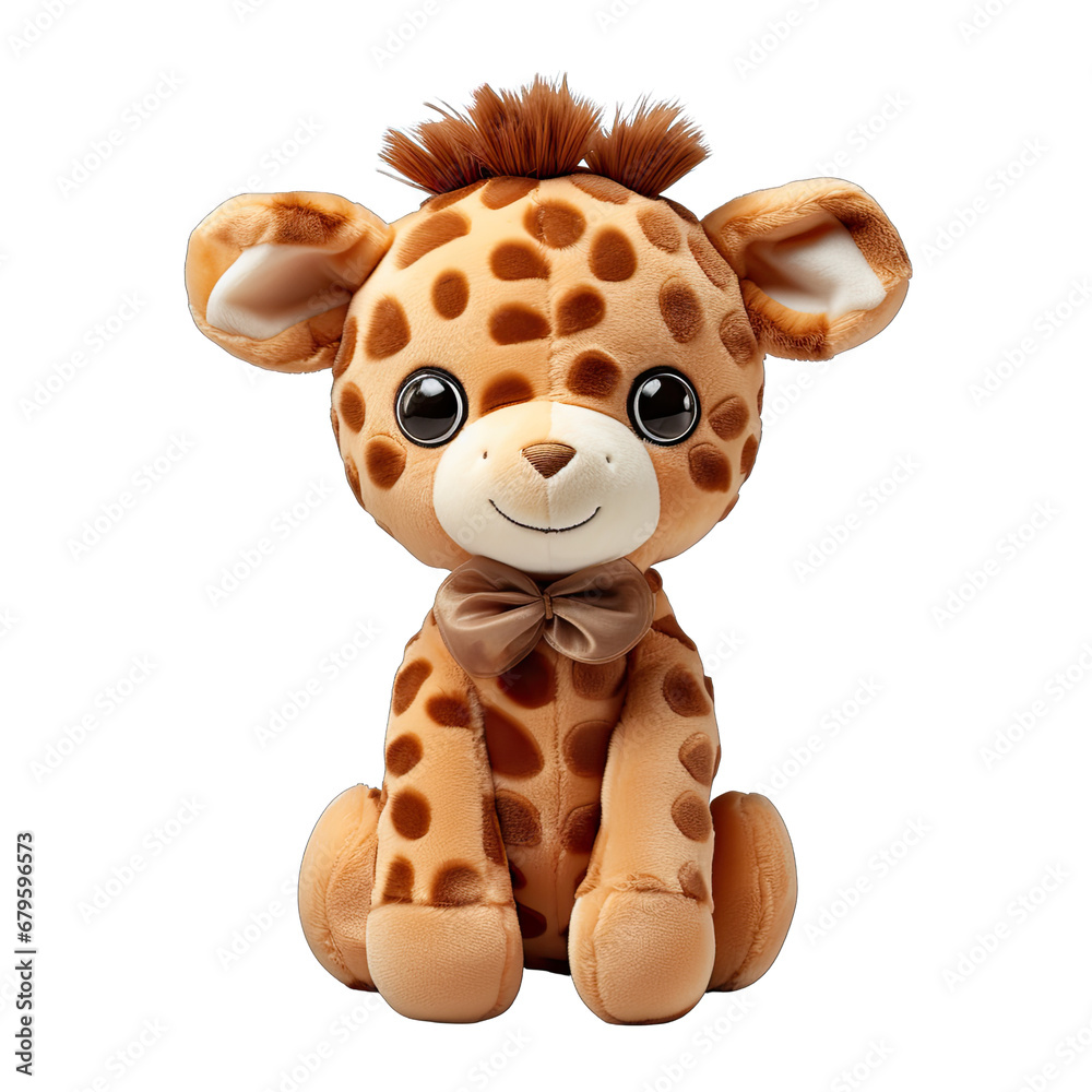 Cute Giraffe Stuffed Toy Isolated on Transparent or White Background, PNG Cute Giraffe Stuffed Toy Isolated on Transparent or White Background, PNG