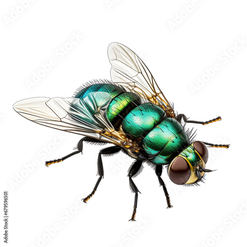 Common Green Bottle Fly Isolated on Transparent or White Background, PNG © L