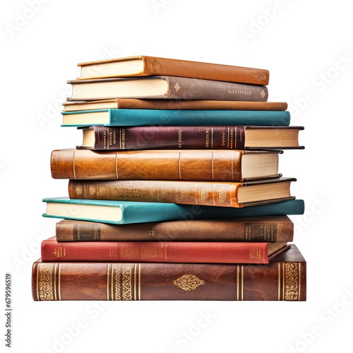 Stack of books Isolated on Transparent or White Background, PNG