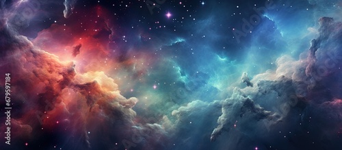 Abstract space background with stars and nebula. Colorful galaxy.