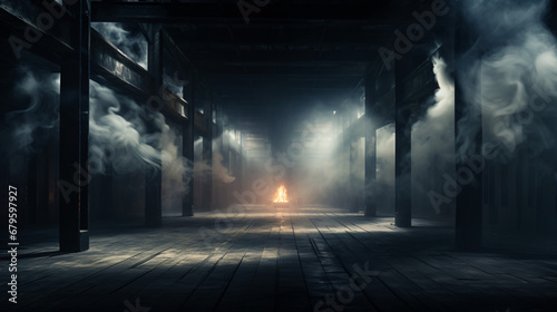 Generative AI illustration of dark empty hall photo