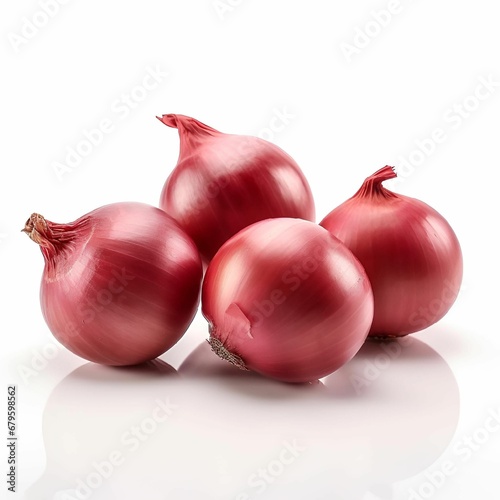AI illustration of red onions on a white background.