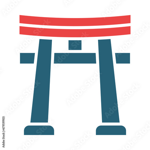 Torii Gate Glyph Two Color Icon Design