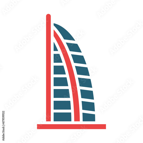 Burj Al Arab Glyph Two Color Icon Design photo