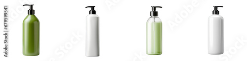 Plastic pump bottle for shampoo cosmetic  Hyperrealistic Highly Detailed Isolated On Transparent Background Png File photo