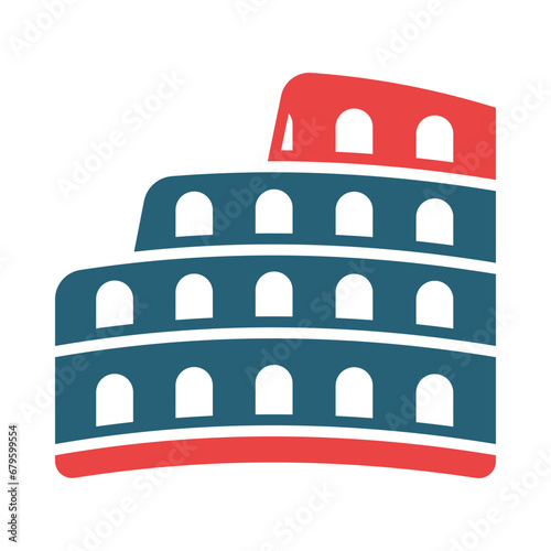 Colosseum Glyph Two Color Icon Design