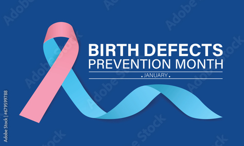 Birth Defects Awareness Month Vector Illustration. Banner, poster, card, background design with ribbon and show shadow design.