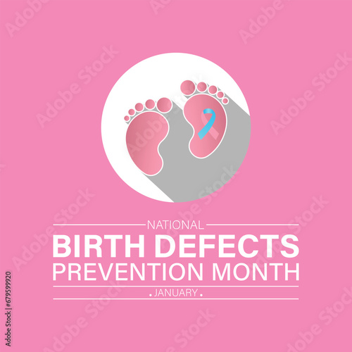 Birth Defects Awareness Month Vector Illustration. Banner, poster, card, background design with ribbon and show shadow design.