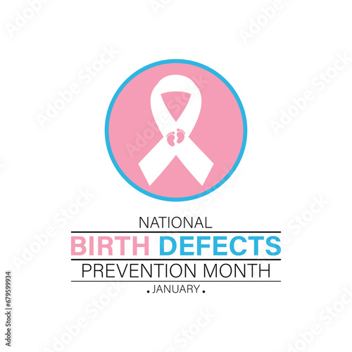 Birth Defects Awareness Month Vector Illustration. Banner, poster, card, background design with ribbon and show shadow design.