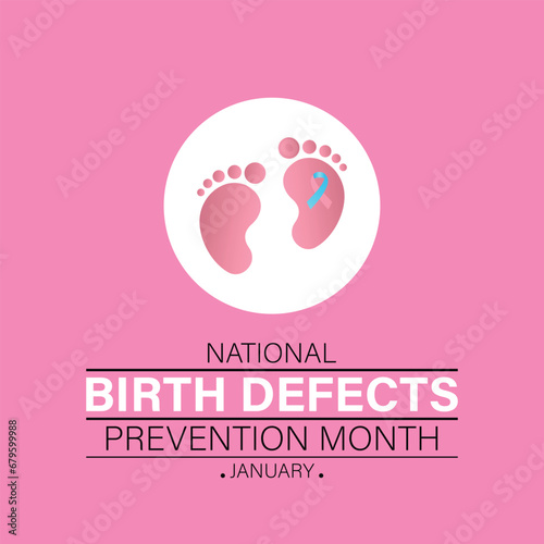Birth Defects Awareness Month Vector Illustration. Banner, poster, card, background design with ribbon and show shadow design.